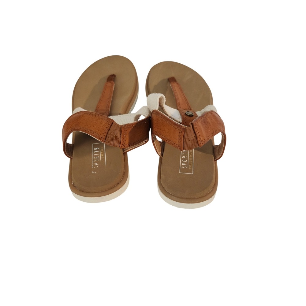 Yellow Box‎ Sporty B Tan Cream Thong Slingback Sandals Womens 7.5 - Picture 4 of 5